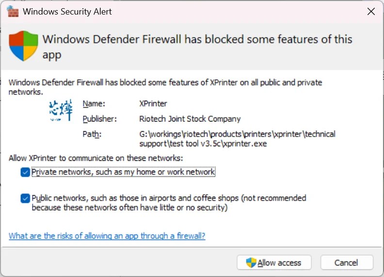 Cảnh báo bảo mật của Windows